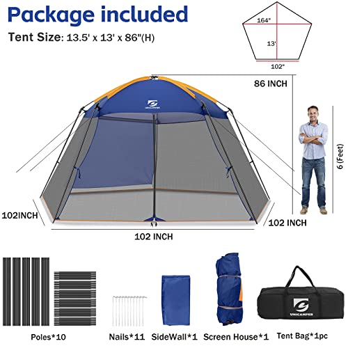 Screen House Mesh Mosquito Tent UPF 50+ Canopy Shelter Shade Easy Setup & Waterproof with Sidewall for Patios Outdoor Camping Activities(Khaki) (Khaki, 13.5x13 ft)