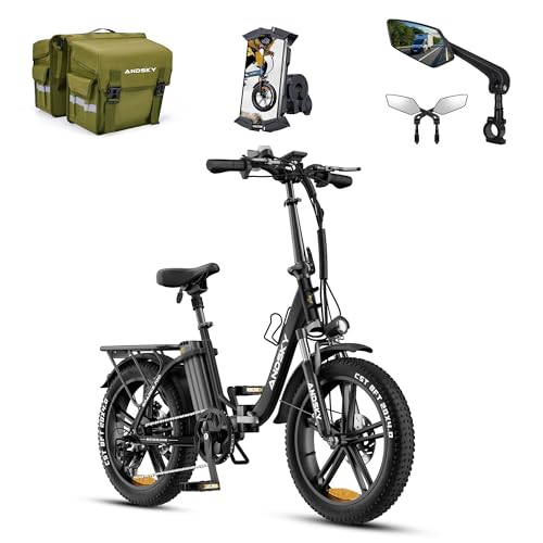 Electric Bike for Adults 30 MPH 750w ebike Peak 1200W 80Nm Max Range 50Miles 48V 768WH Removable Battery Foldable 20''×4.0" Fat Tire Adult Electric Bicycles 7-Speed Dual Disc/Hydraulic Brake E Bikes