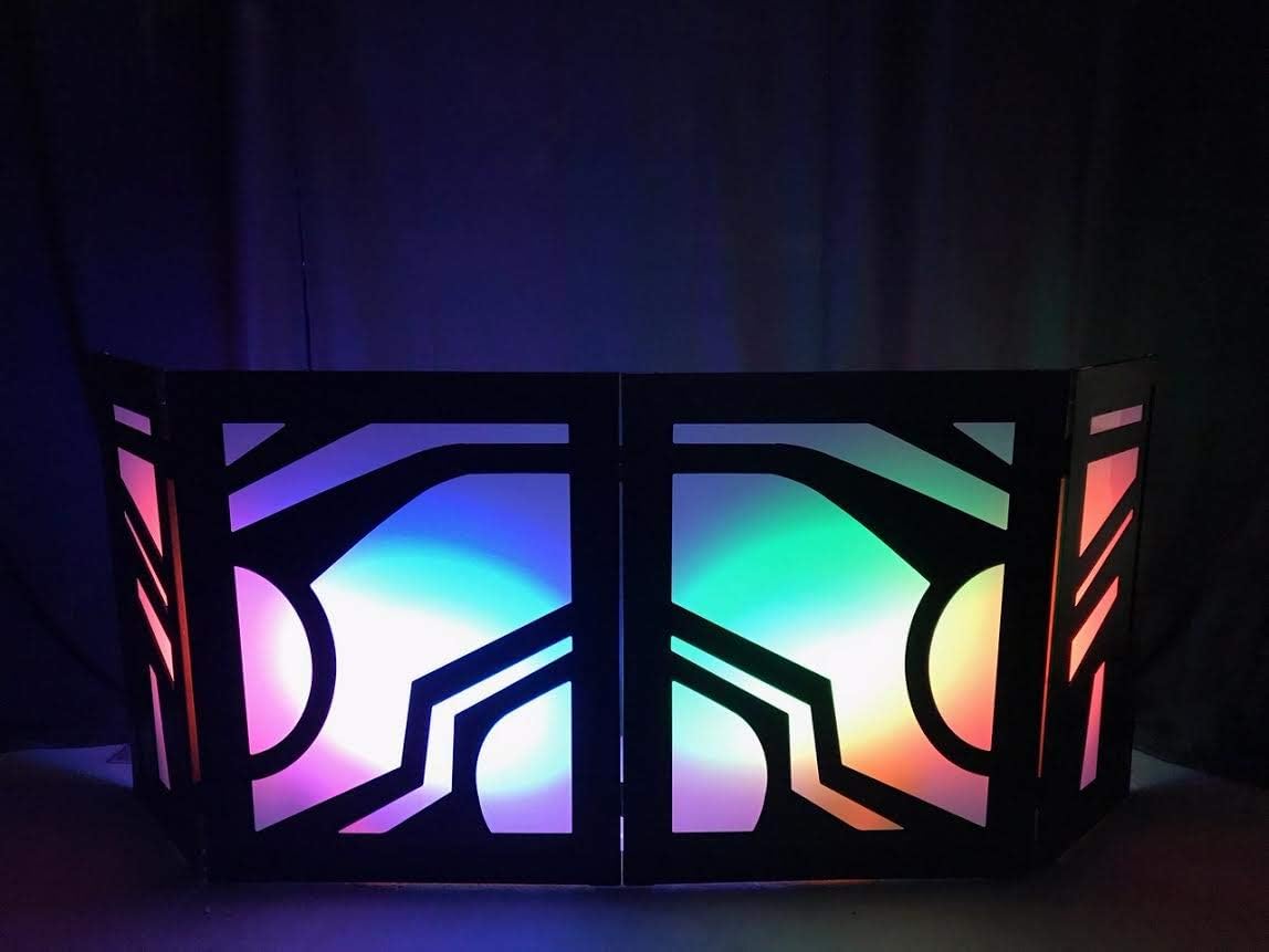 Omni DJ Facade/DJ Booth 4 Panels (2 Lg, 2 Sm) Black Frame with Fabric