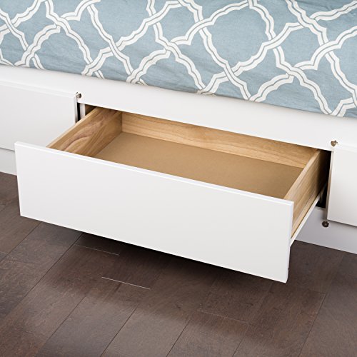 Prepac Mate's Full 6-Drawer Minimalist Platform Storage Bed, Contemporary Full Bed with Drawers 57" L x 18.75" W x 76.5" H, White, WBD-5600-3K
