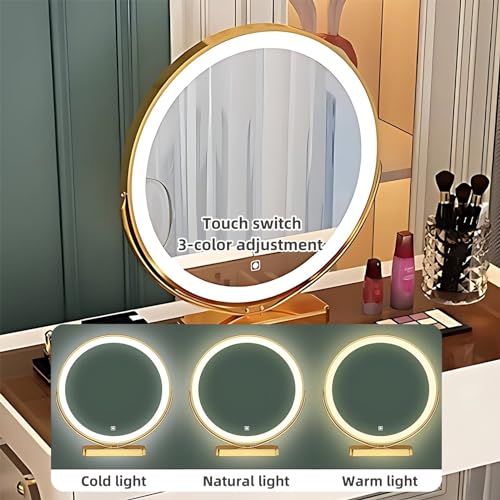 Acrylic Makeup Vanity - Solid Wood Vanity Desk with Smart LED Lights Mirror & Acrylic Chair, Luxury Bedroom Vanity Table Include 6 Drawers and Tempered Glass Desktop (White,31.5'')