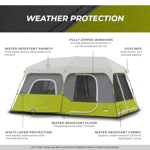Core 9 Person Instant Cabin Tent - 14' x 9', Green (40008)