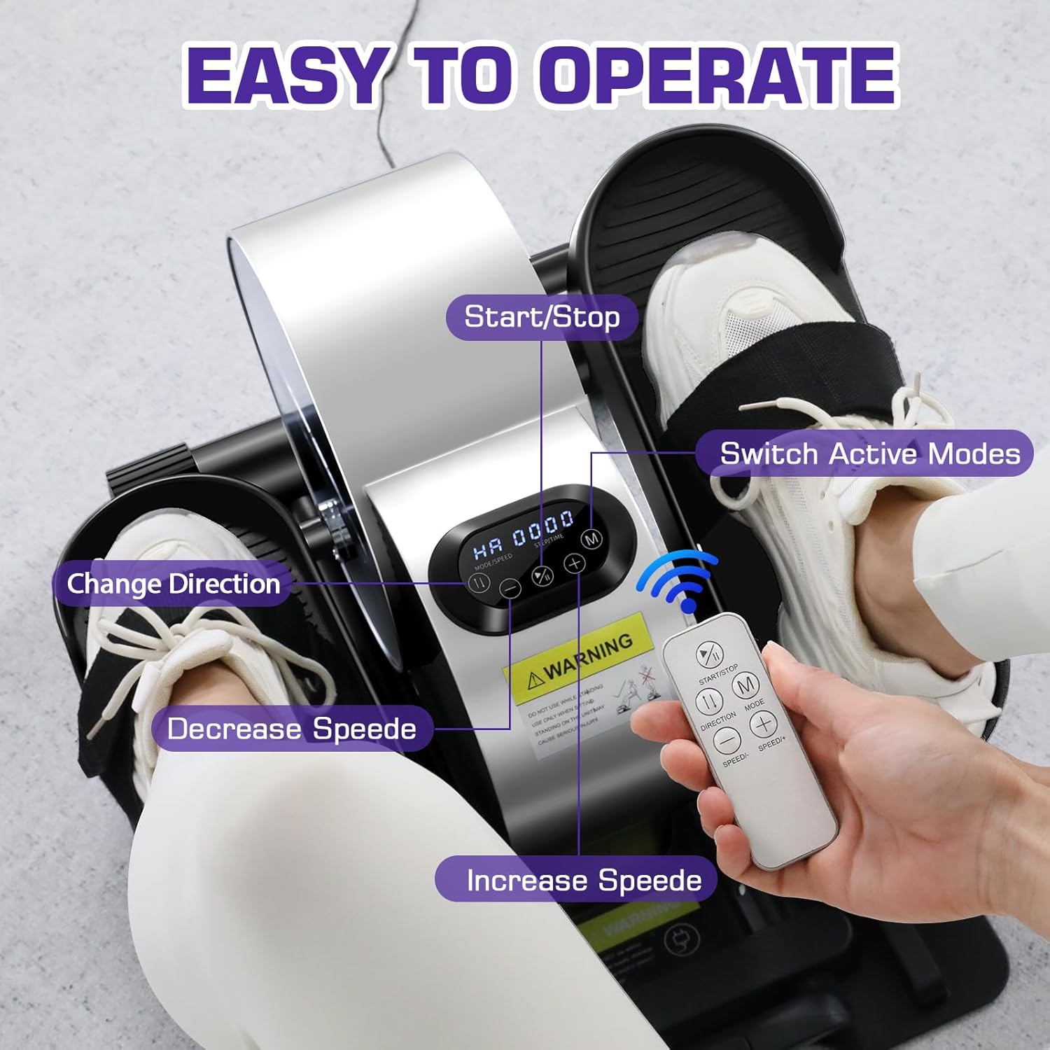 Under Desk Elliptical - Portable and Quiet Leg Exerciser While Sitting for Seniors with Remote and App Control, LCD Display, Electric Seated Pedal Ellipse Machine for Home, Office