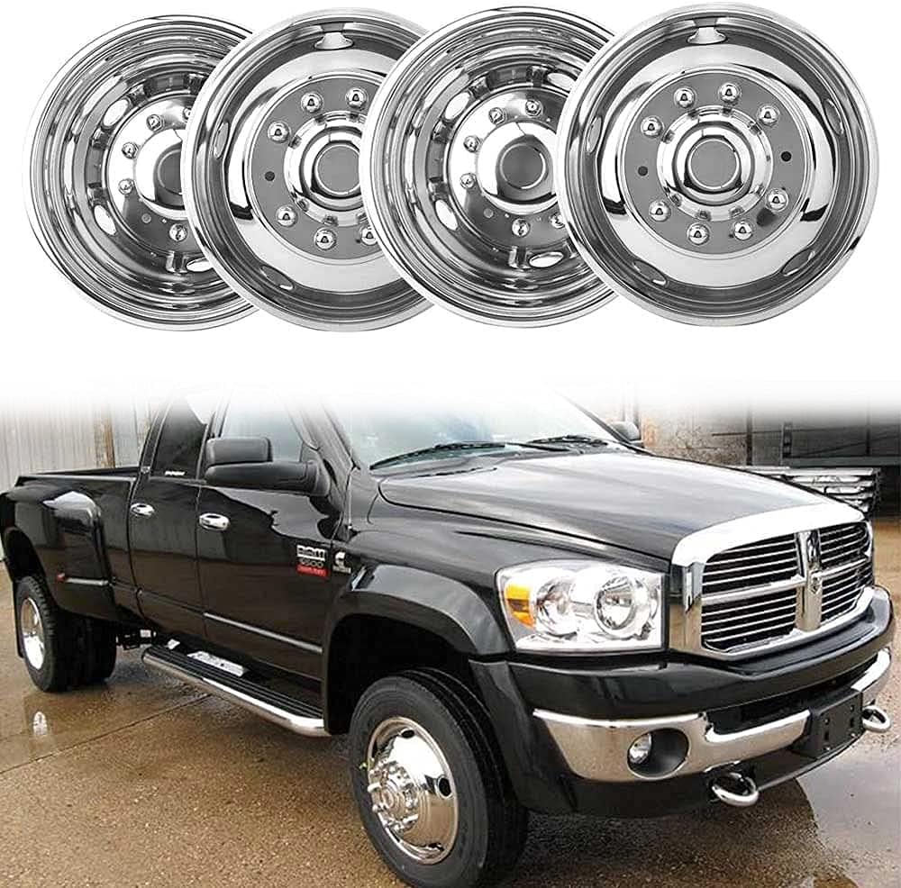 Kucaruce Set of 4 19.5 10 Lug Wheel Skins Hub Caps Rim Covers Stainless Steel Wheel Simulators For 2008-2020 R_a_m 4500 5500 Pickup