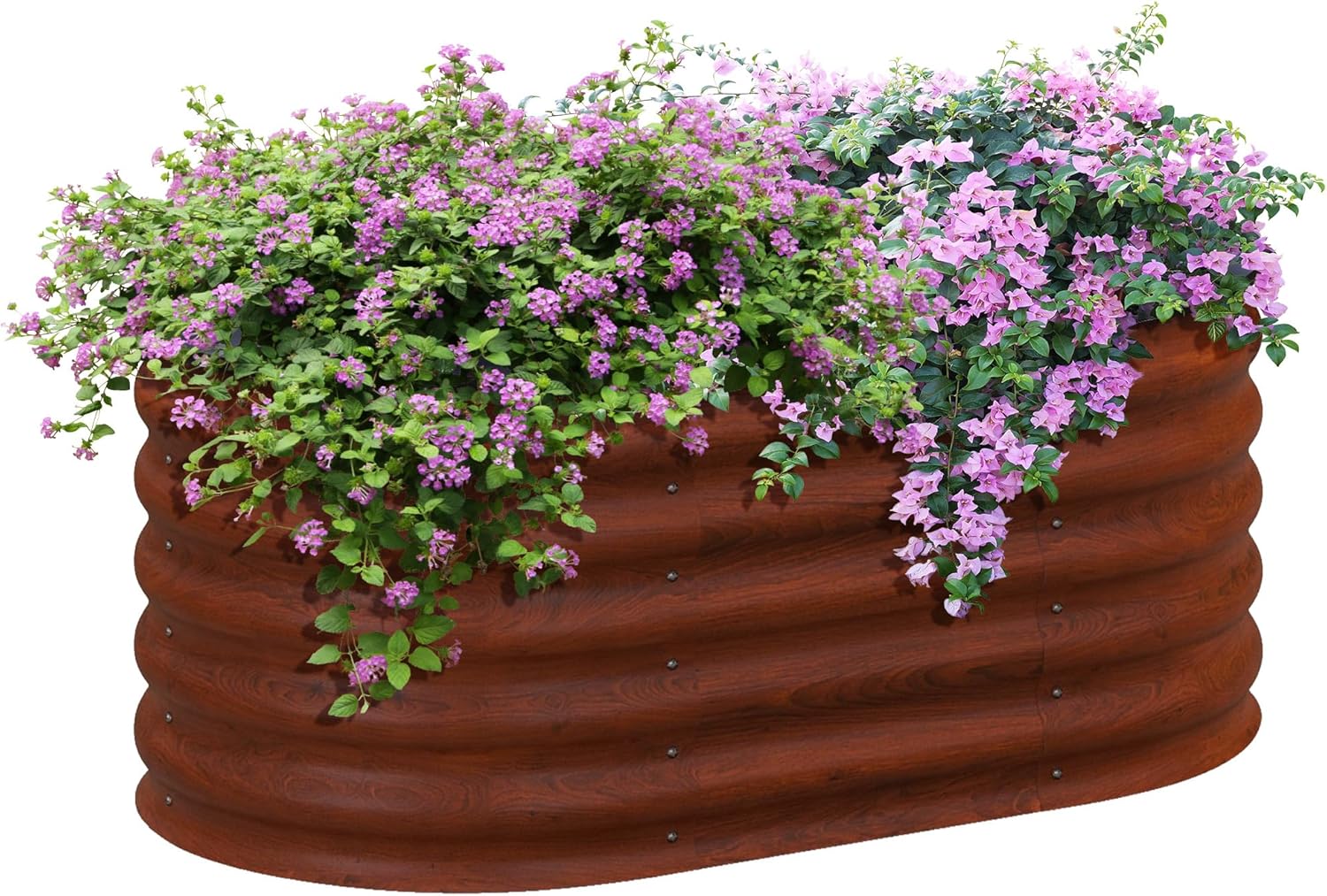 Raised Garden Bed, Galvanized Oval Metal Planter Elevated Garden Box for Gardening, Brown 41.25" L x 23.5" W x 16.5" H