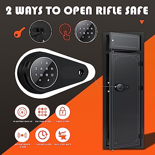 KAER 10-12 Gun Safe,Rifle Gun Safe for Home Rifle and Pistols,Gun Safes & Cabinets,Metal Gun Cabinet for Rifles and Shotguns,Shotguns Rifle Safe with Digital Keypad, Adjustable Shelves (Grey)