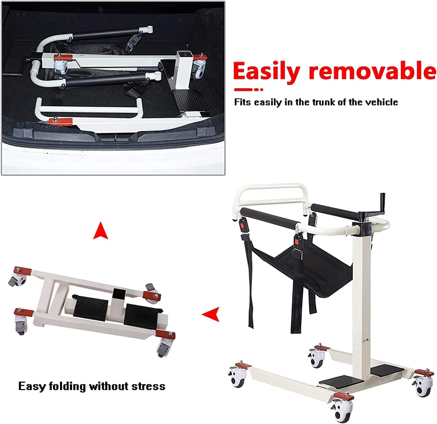 Transfer Wheelchair, Wheelchair Lift for car, Lifts for Home use with Soft Cushion, Transport Chair for Elderly Handicapped, bedridden Patients Supplies