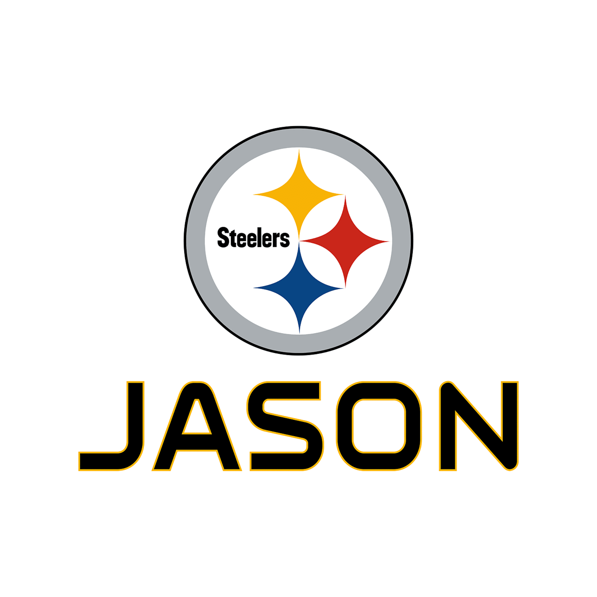 Pittsburgh Steelers: Stacked Personalized Name - Officially Licensed NFL Removable Wall Adhesive Wall Decal in Giant (52x22W x 3
