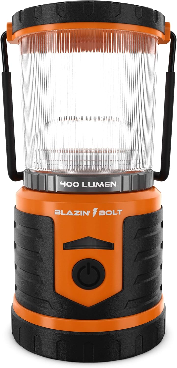 Brightest LED Rechargeable Lantern | Hurricane, Camping, Storm | Power Bank Light | 400 Hour Runtime (400 Lumen, Orange)