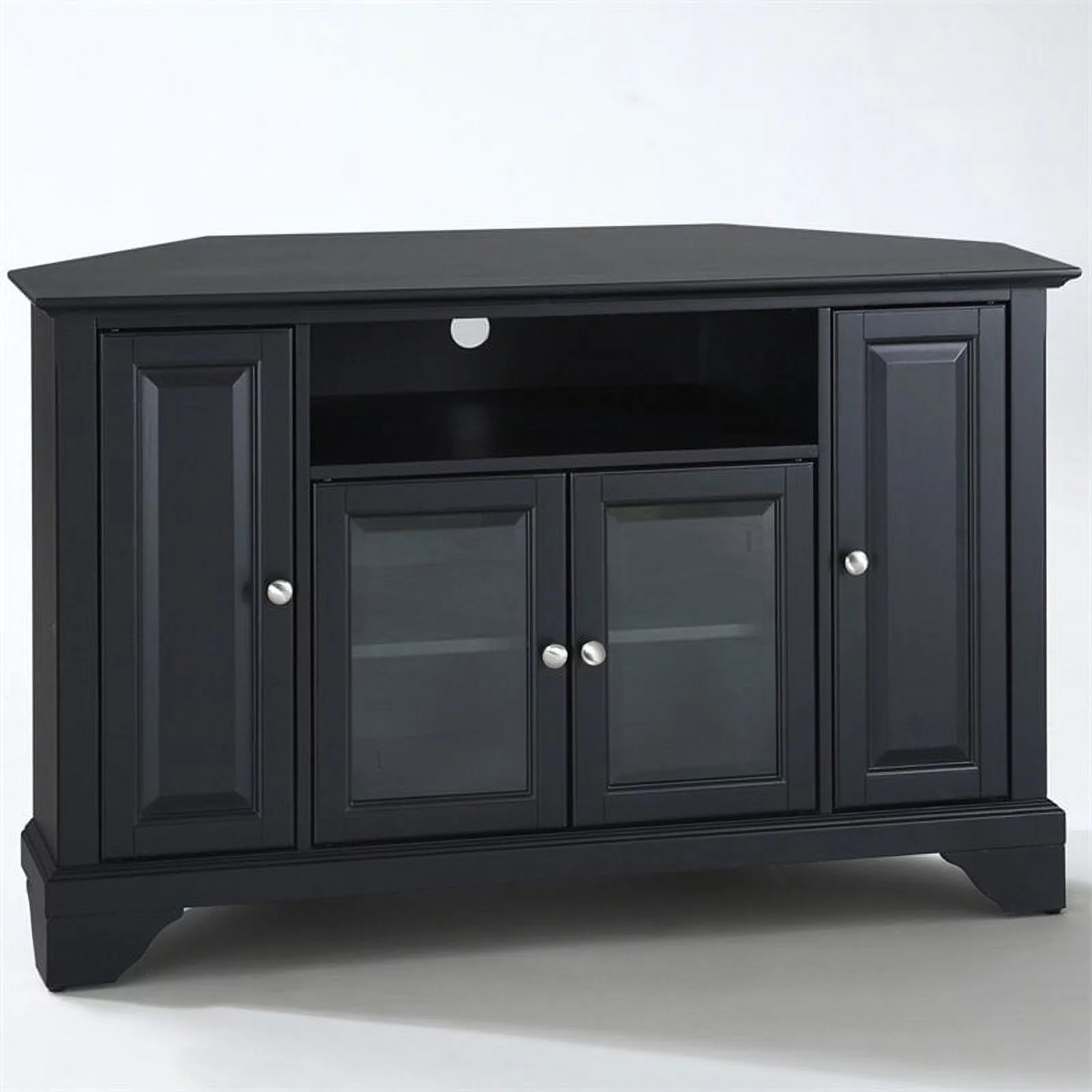 Pemberly Row 48" Corner TV Stand in Black
