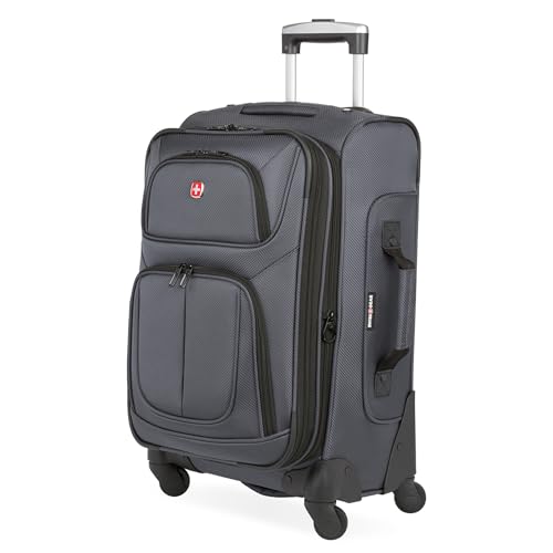 SwissGear Sion Softside Expandable Luggage, Black, Checked-Large 29-Inch