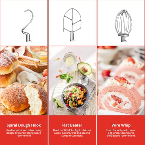 Commercial Food Mixer, 450W 10QT Heavy Duty Stand Mixer, 3-Speed Adjustable (130-415 RPM), Stainless Steel Bowl for Baking, Restaurants, Bakeries