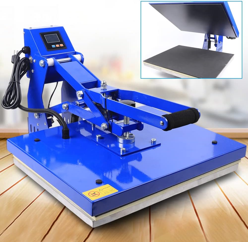 Auto Open Heat Press Machine 16x20 Inch Clamshell Heat Press, Digital Clam Heat Press for T Shirts Bags Mouse Pads More, Home Heat Transfer Machine for Gifts Business, blue