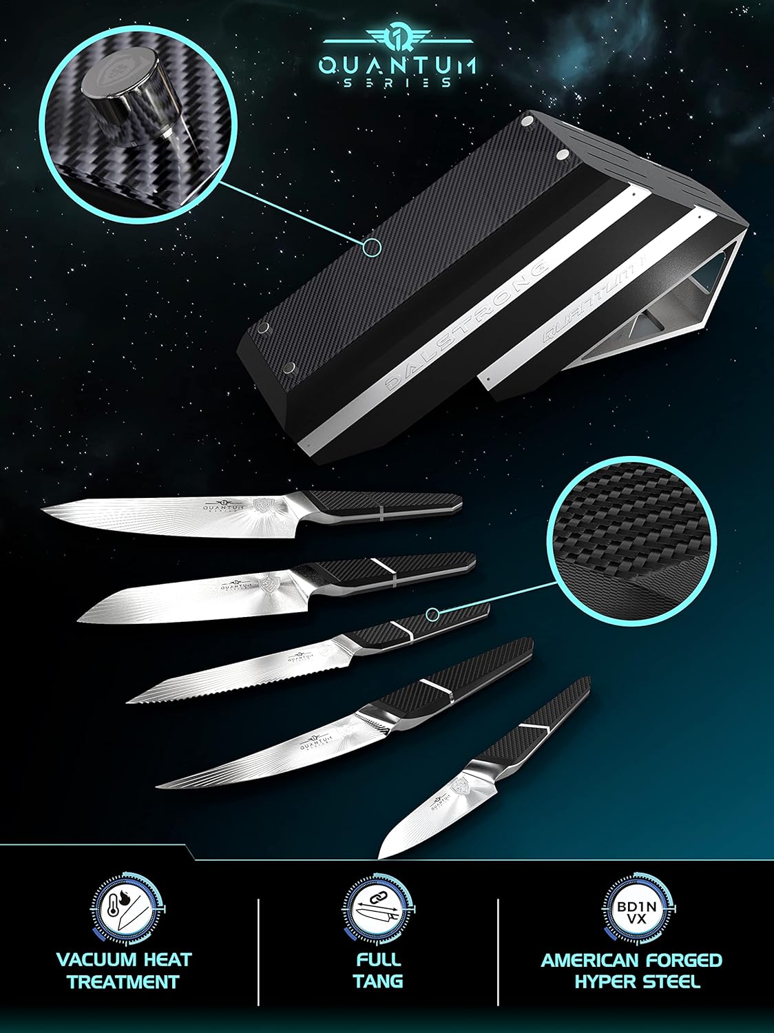 DALSTRONG Slicing & Carving Knife - 12 - Quantum 1 Series - Ultra-Sharp - American Forged BD1N-VX Hyper Steel - Carbon Fibre G10 Hybrid Handle - Leather Sheath