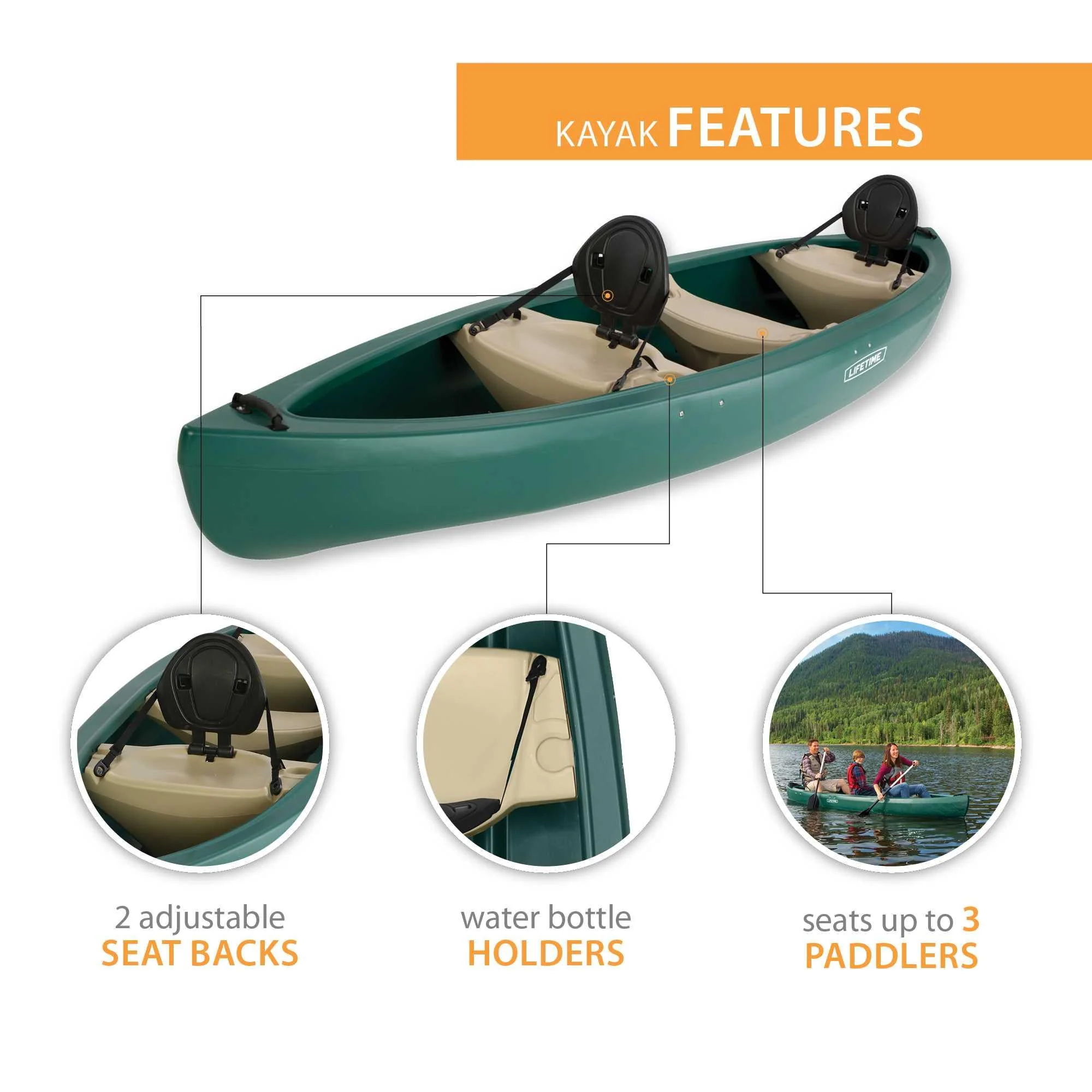 Lifetime Wasatch 130 Canoe - Forest Green - 90561