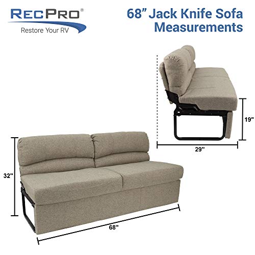 RecPro Charles RV 68" Jackknife Sofa | Love Seat | Sleeper Sofa | RV Furniture | RV Couches (Oatmeal)