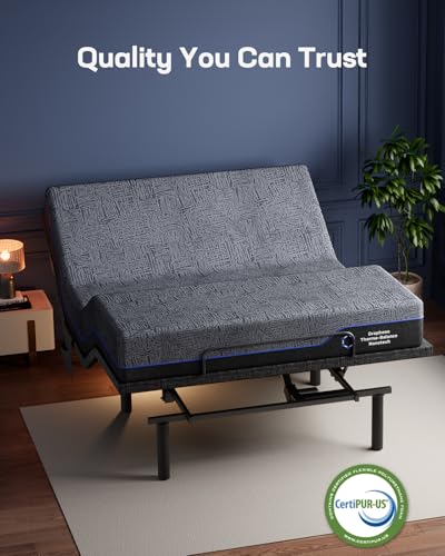 Marsail NS0 Adjustable Base with Mattress Set, Queen Adjustable Bed Frame + 10-inch Cooling Gel Memory Foam Mattress, Dual Motor Bed Frame with Wireless Remote, CertiPUR-US Certified