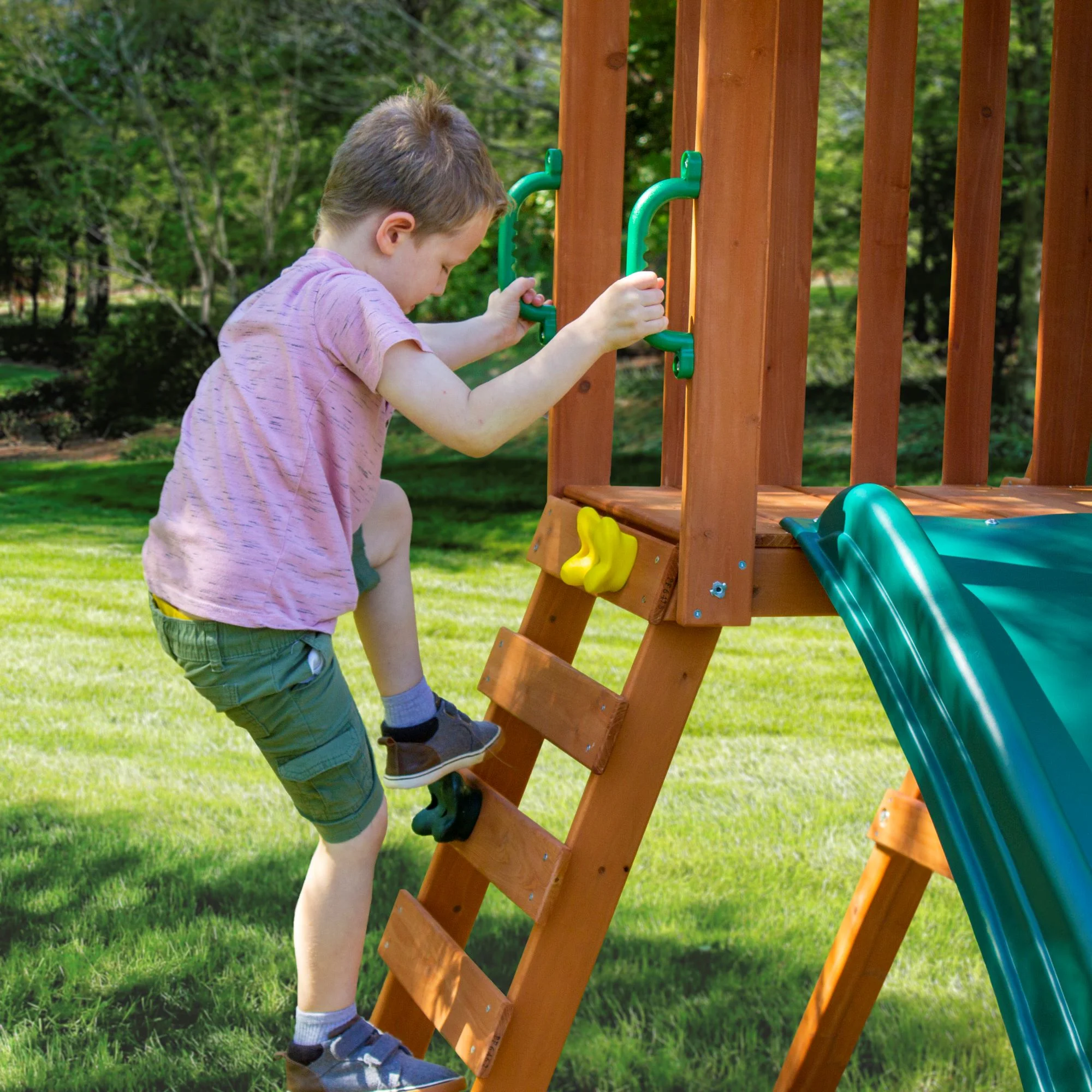 Gorilla Playsets 01-1105 Basic Swing Set with Two Swings, Trapeze Swing, and Slide