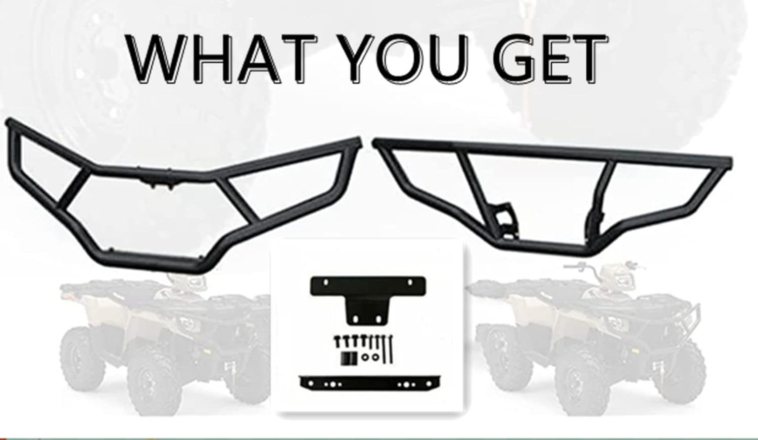 KINTOP ATV Front and Rear Bumper Fit for 2014-2020 Polaris Sportsman 450 570 and ETX Brush Bumper Protector, 2pcs