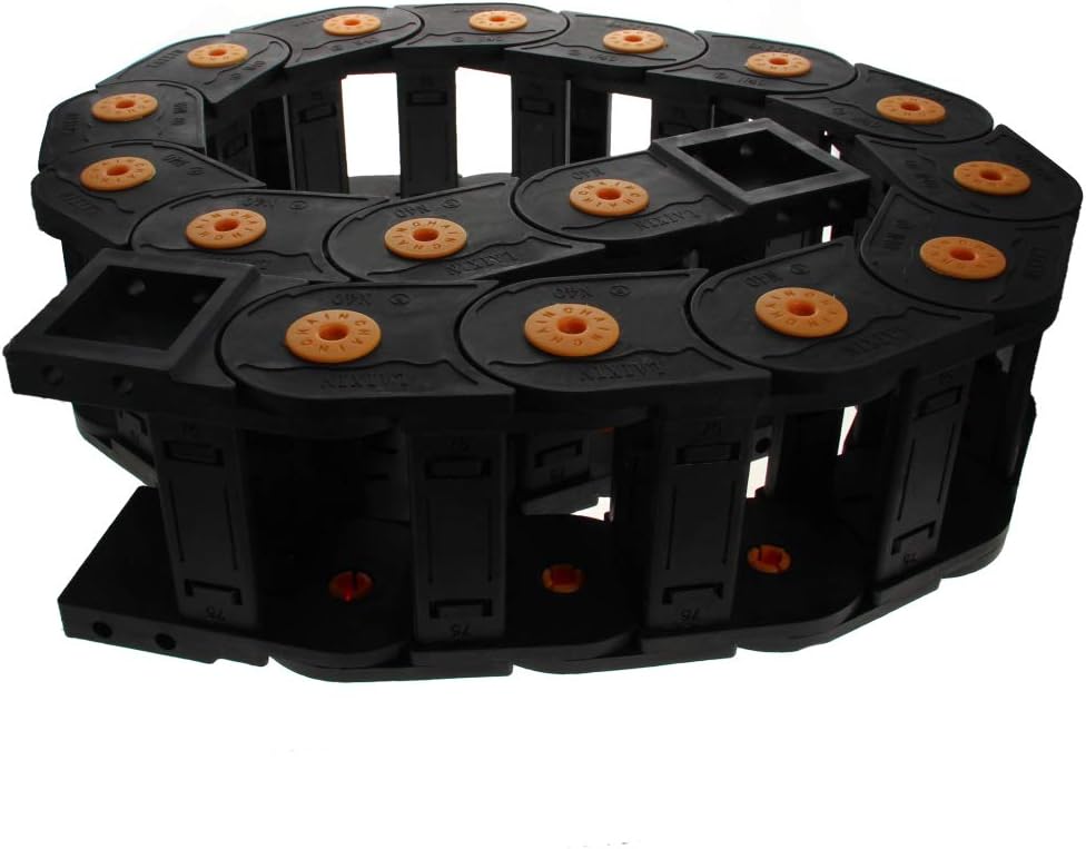 Fielect Drag Chain Cable Carrier Open Type with End Connectors R100 35X100mm 1 Meter Plastic for Electrical CNC Router Machines Black 1Pcs