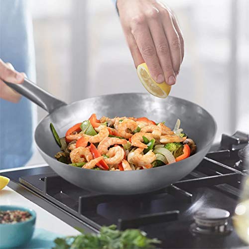 High-end Pure Titanium Frying Wok, Non-Stick Pan Cooking Pot Wok Kitchen Cokware with Handle for Gas Cooker,34cm