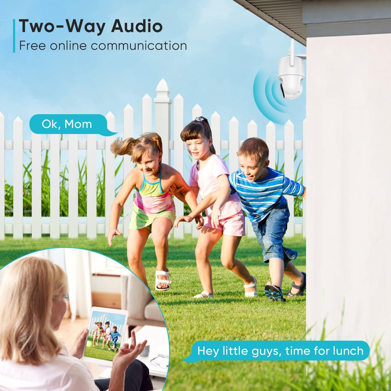 Security Cameras Wireless Outdoor, 360&deg; View WiFi Camera Outdoor Wireless with Spotlight, 1080P PTZ Camera for Home Security, Color Night Vision