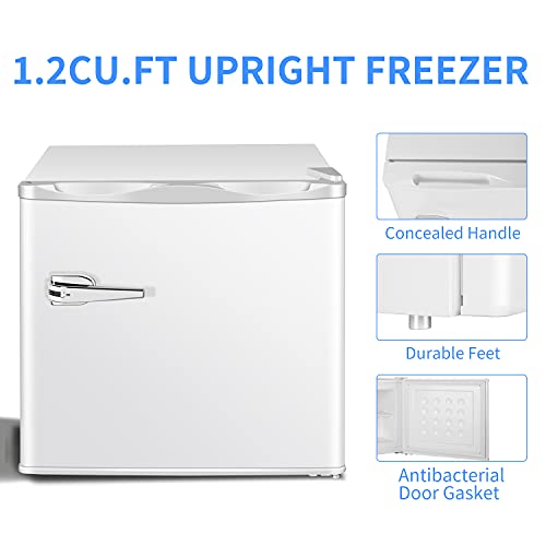 Antarctic Star Upright Freezer ，Compact Mini freezer with Removable Shelves and Adjustable Thermostat,Easy to move,perfect for Home/Kitchen/Office