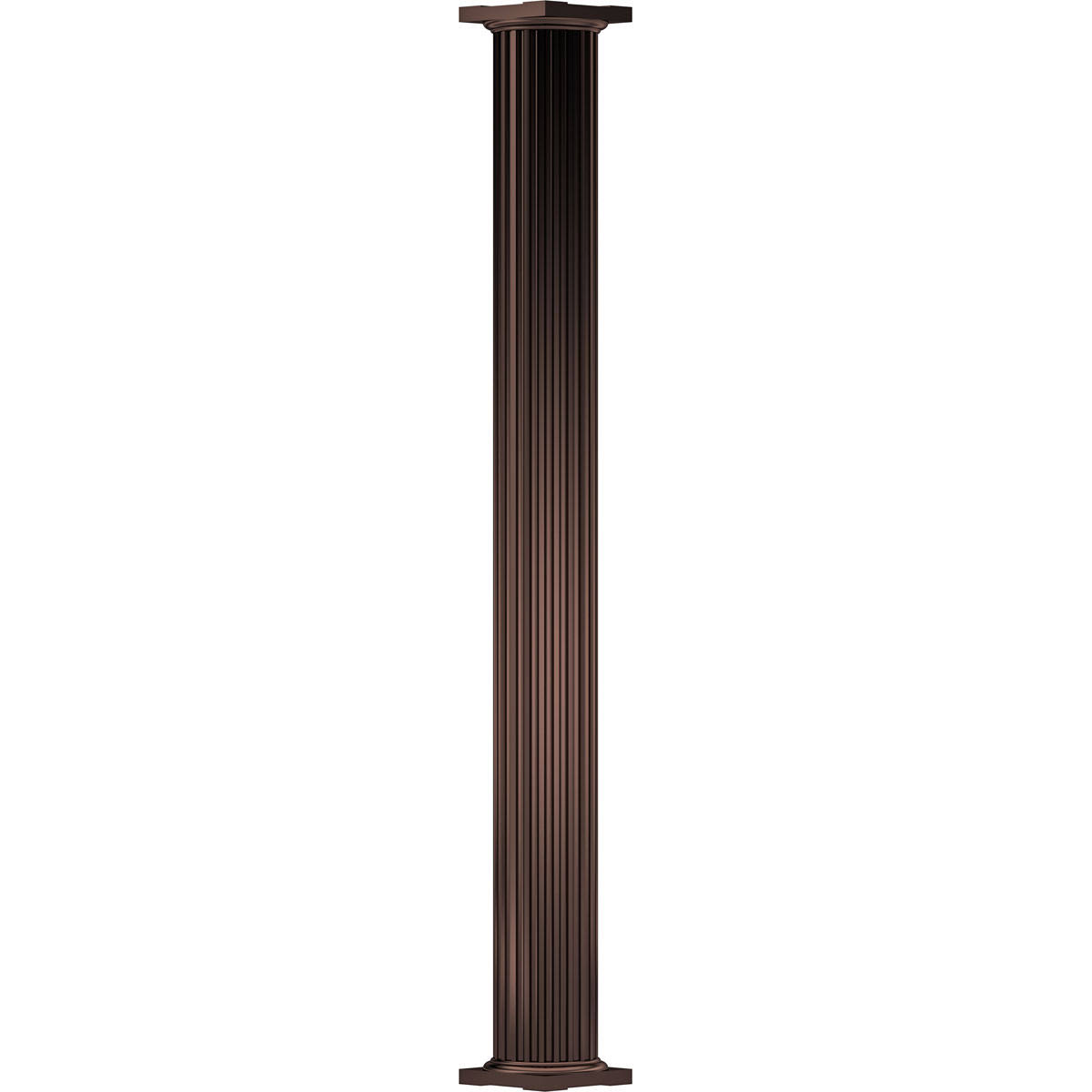 8x22 x 10& Endura-Aluminum Column, Round Shaft (FOR Post Wrap Installation), Non-Tapered, Fluted, Textured Bronze Finish w/ Capi