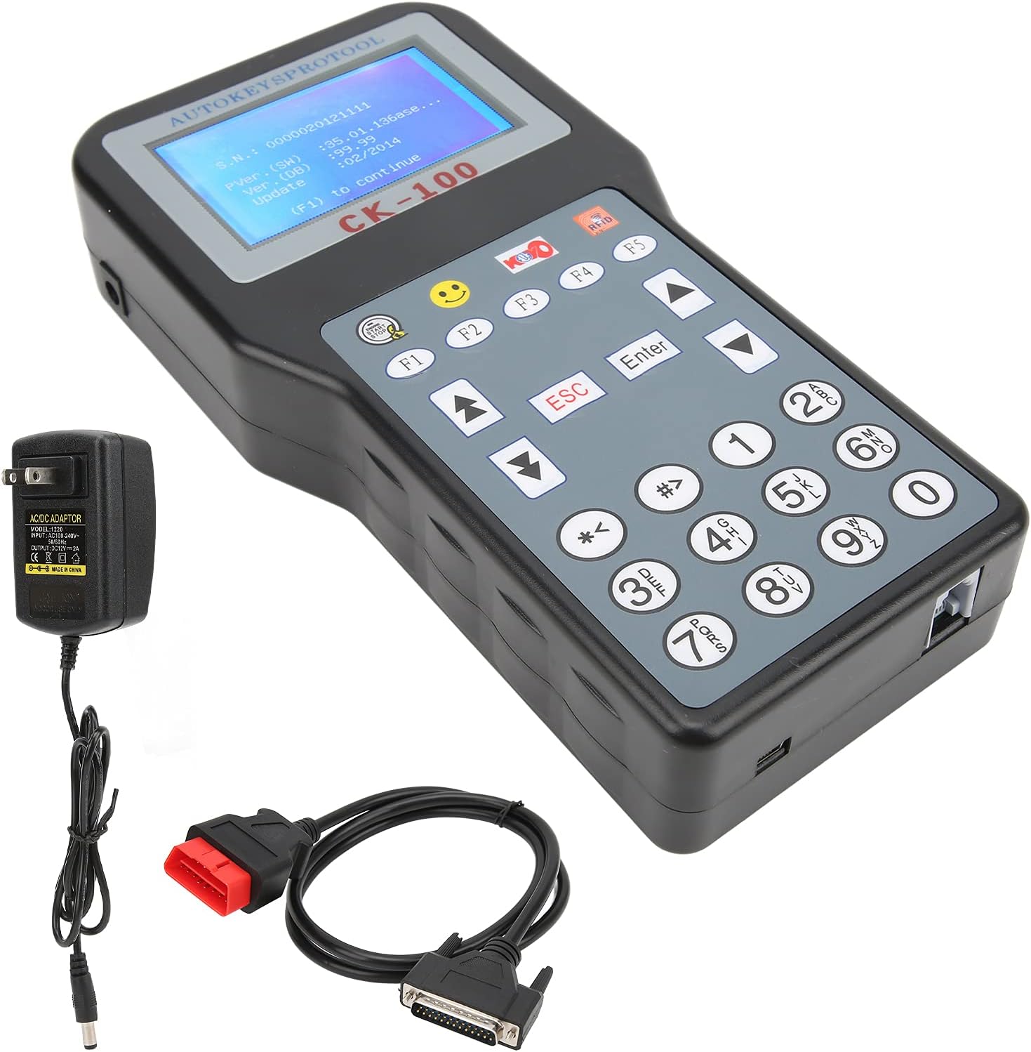 Auto Key Programmer Programming Tool,Car Key Programmer with 1024 Tokens Replacement for Alfa Remeo US Plug 100‑240V Car Accessory