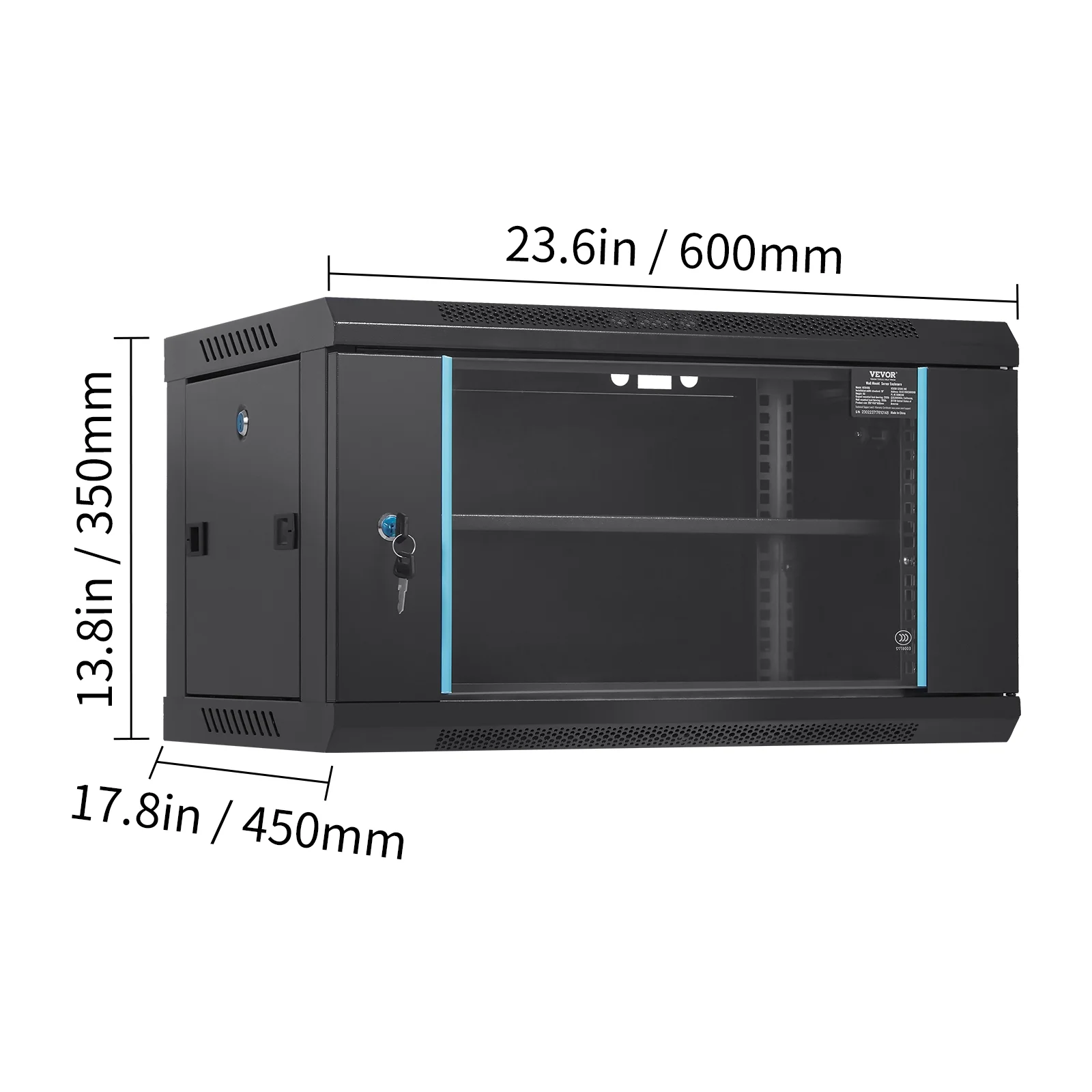 BENTISM 6U 13.8'' Wall Mount Network Server 15.5'' Deep Rack Cabinet Enclosure Door Lock,2 x Shelves