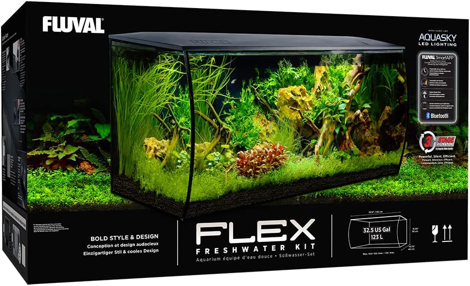 Fluval Flex 32.5 Aquarium Kit - Fish Tank for Fish & Plants - Comes with LED Lights, Filtration System & More - 32.5" x 15.75" x 15.35" - 123 L, 32.5 Gal. - White