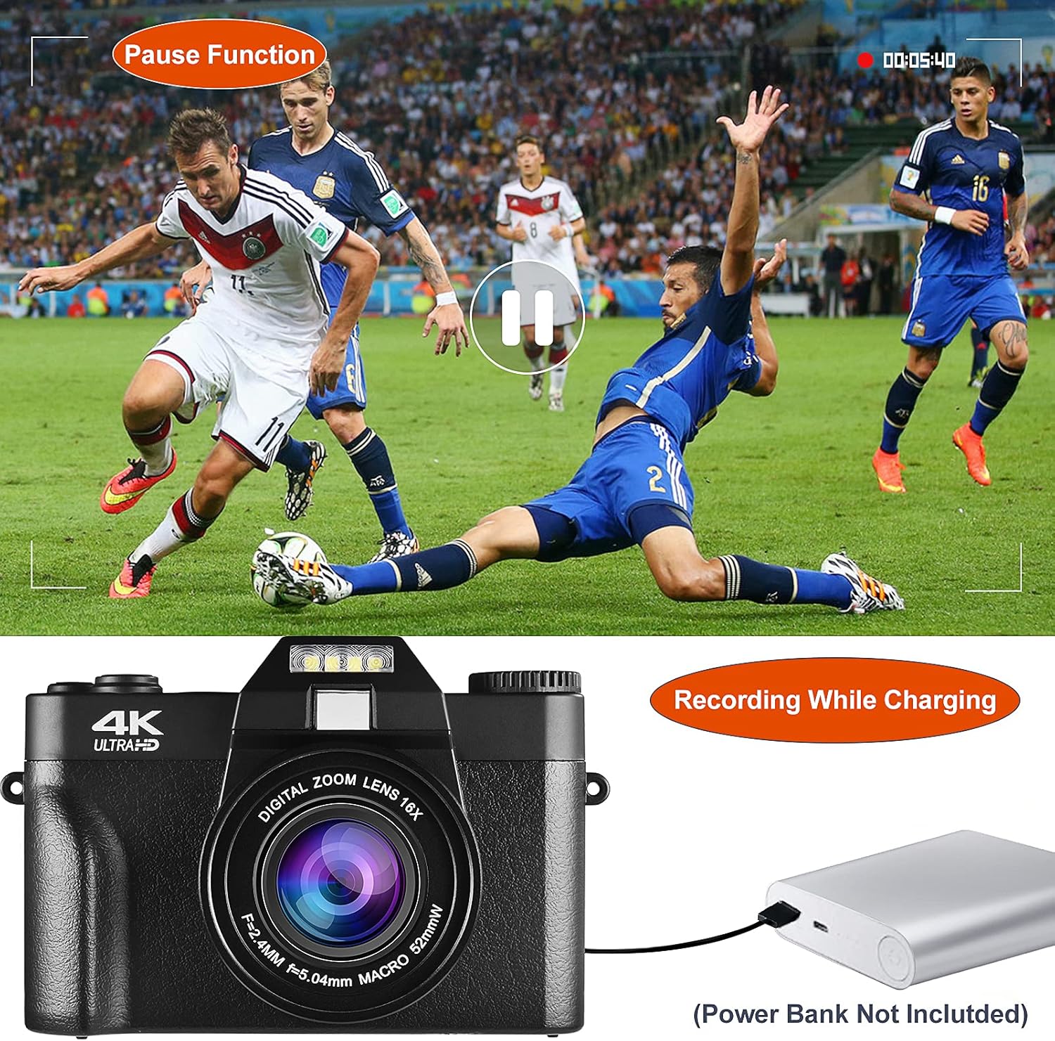 4K Digital Vlogging Camera for YouTube Autofocus Camcorder for Photography 48MP Video Camera with WiFi Connection 3.0" IPS Flip Screen, Wide Angle Lens,16X Digital Zoom (32GB SD Card, 2 Batteries)