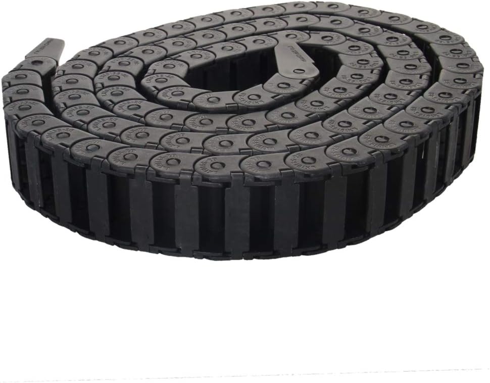 Fielect Drag Chain Cable Carrier Open Type with End Connectors R100 35X100mm 1 Meter Plastic for Electrical CNC Router Machines Black 1Pcs