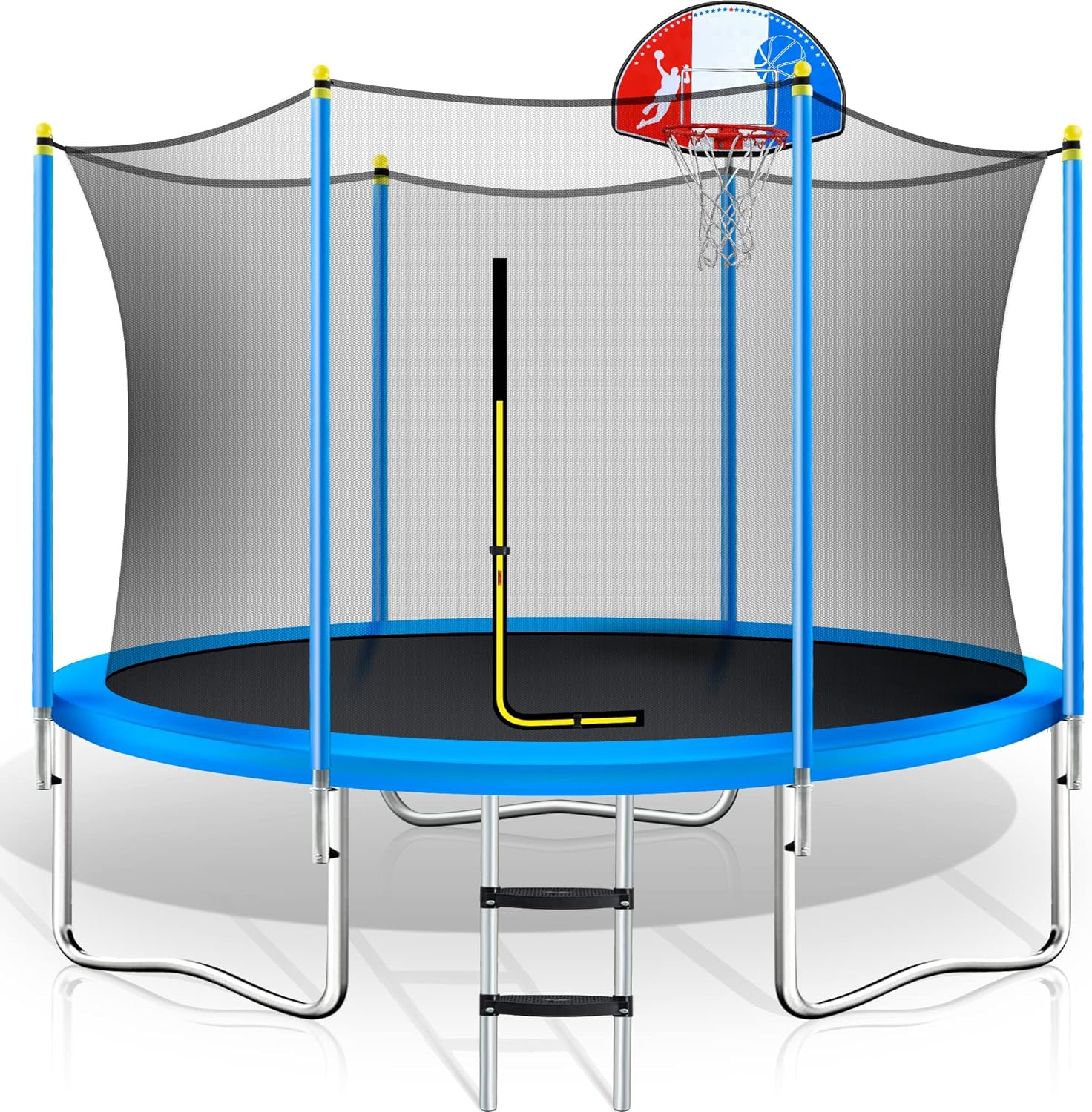 Merax 8FT 10FT 14FT 15FT 16FT Trampoline with Safety Enclosure Net, Basketball Hoop and Ladder - ASTM BV Certificated &ndash; Basketball Trampoline