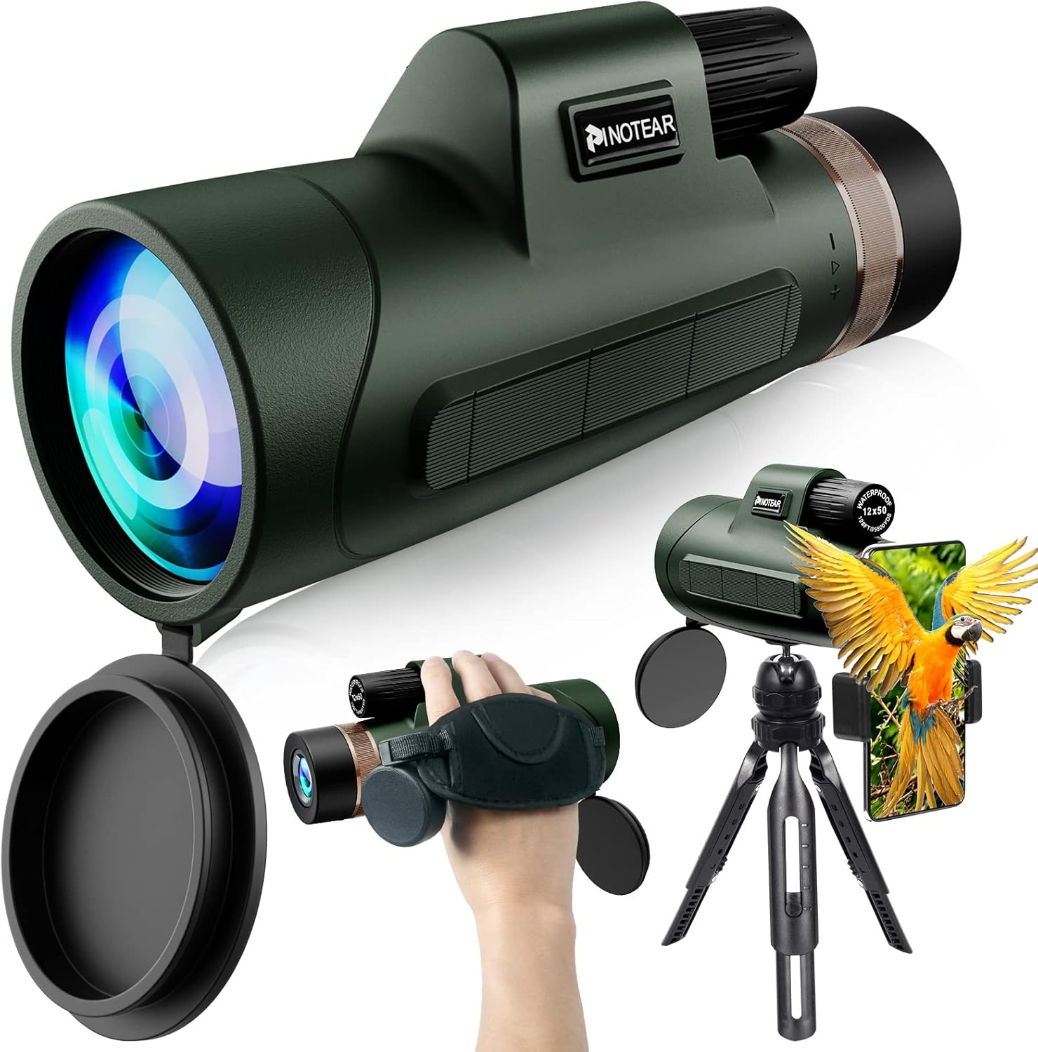 10-30X50 Monocular Telescope, with Smartphone Adapter and Tripod High Power HD Monoculars BAK4 Prism Low Light Night Vision Monoculars for Bird Watching Hunting Concert Camping