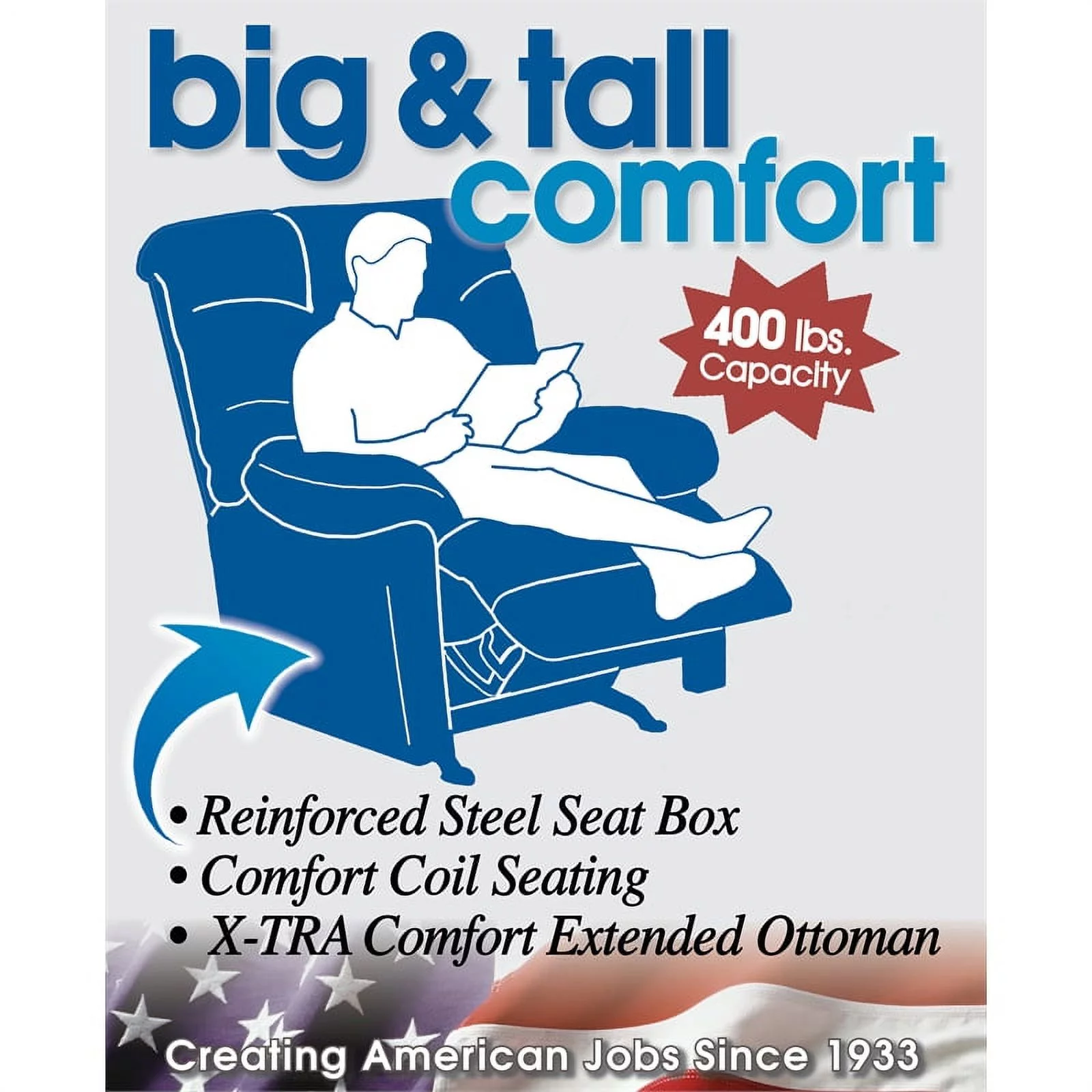 Catnapper Dixon Oversized Power Lay Flat Recliner in Gray Fabric