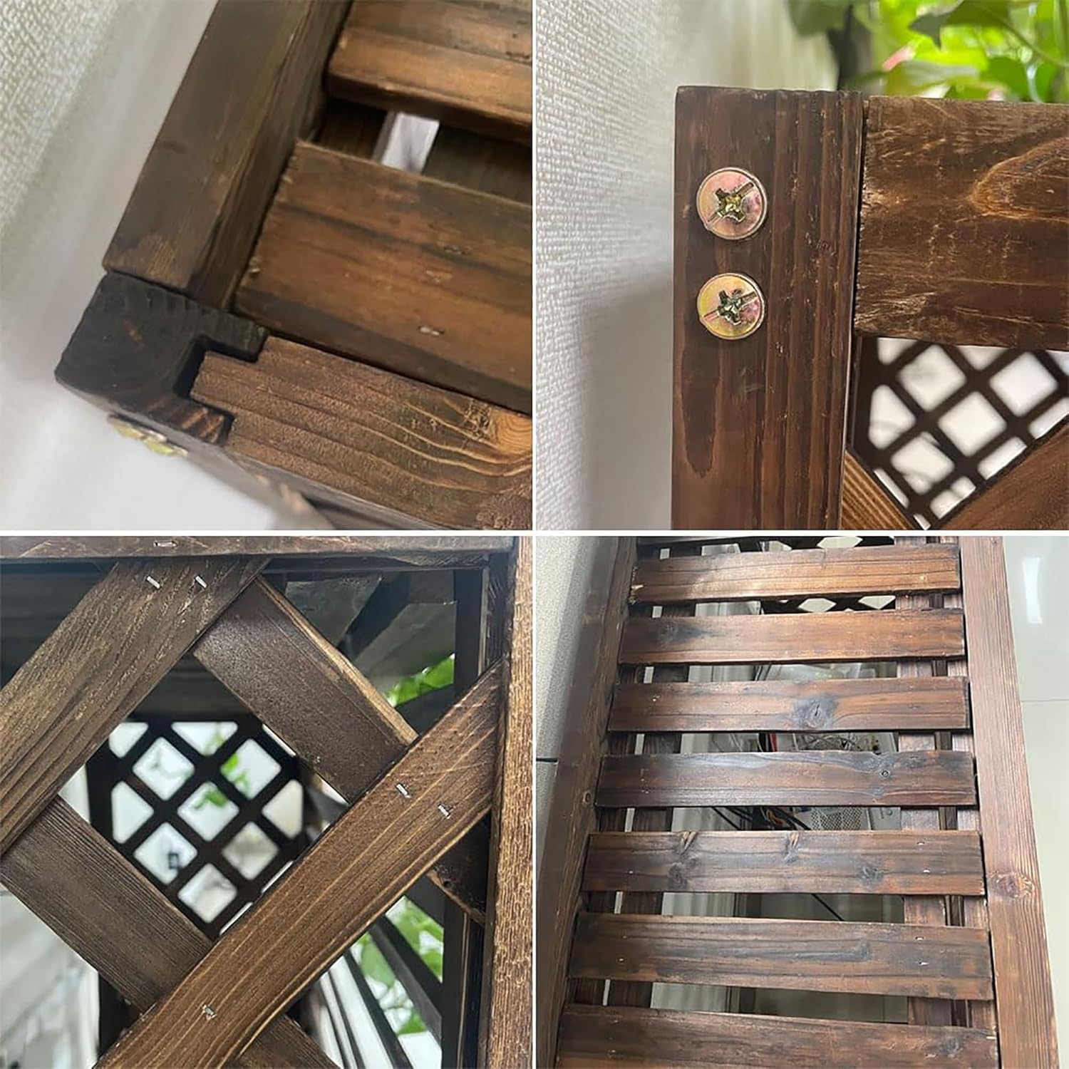Ac fence for outside unit, Air Conditioner Privacy Fence Screen Outdoor, Outdoor unit mini split air conditioner cover, air conditioner fence 3 panel, Free Standing Plant Stand(Size:120*57*100cm)