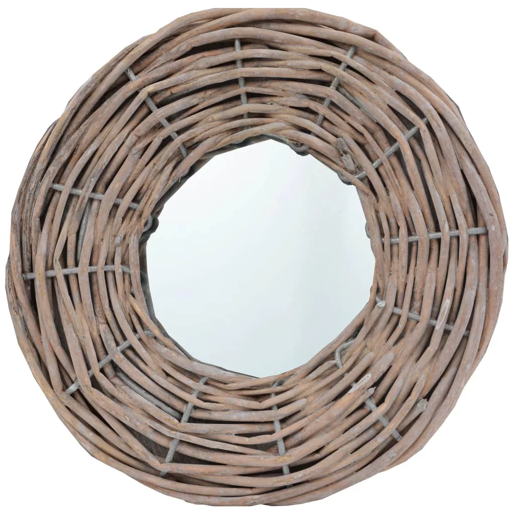 moobody 3 Piece Round Wall Mirror Set Bathroom Vanity Wicker Rattan Frame Glass Wall Mounted Mirrors for Entrance, Hallway, Bedroom, Living Room, Home Furniture Decor