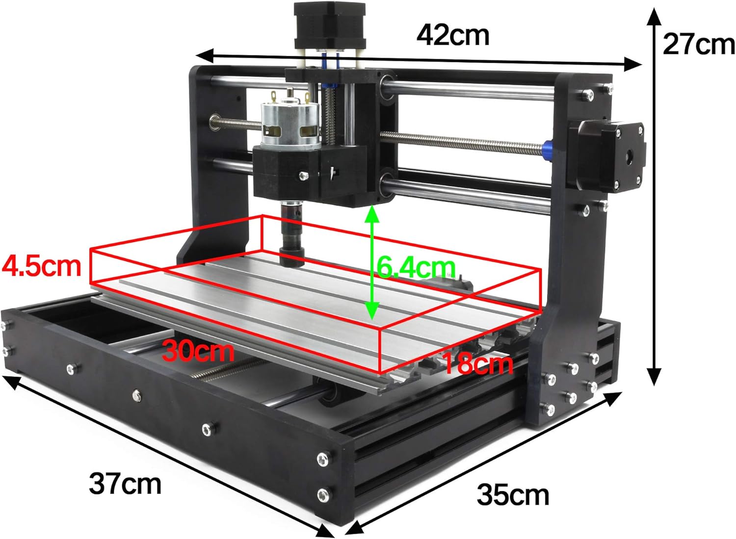 DIY CNC 3018PRO-M 3 Axis CNC Router Kit + PCB Milling, Wood Carving Engraving Machine + ER11 and 5mm Extension Rod (Working Area 300x180x45mm)