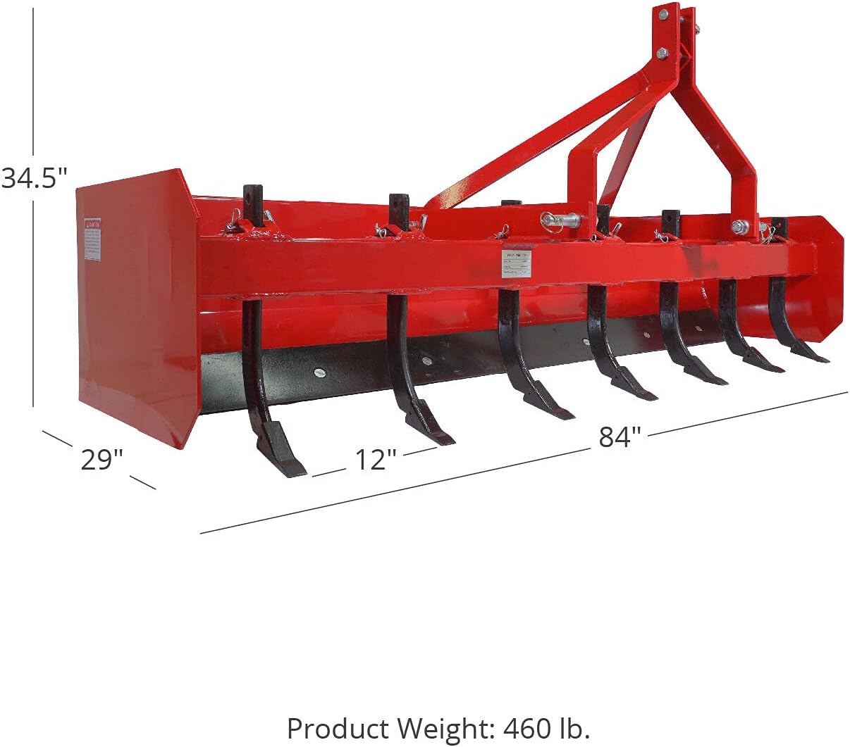 Titan 4' - 7' Box Blade Tractor Attachment Category 1 Cat 0 Scarifier Shank