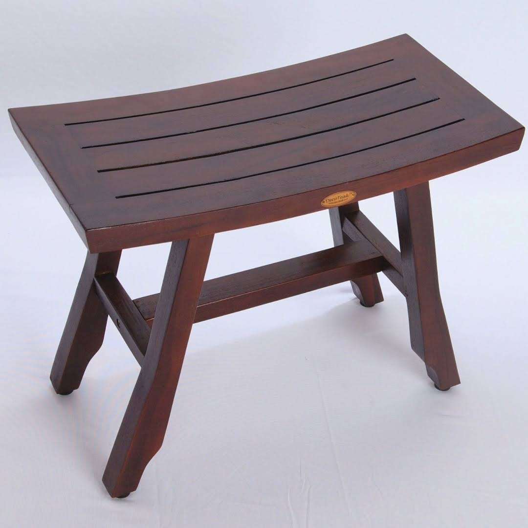 DecoTeak 24 Satori Teak Shower Bench- Eastern Style- Extended Length- Shower, Shaving, Display- Foot Leveling Pads