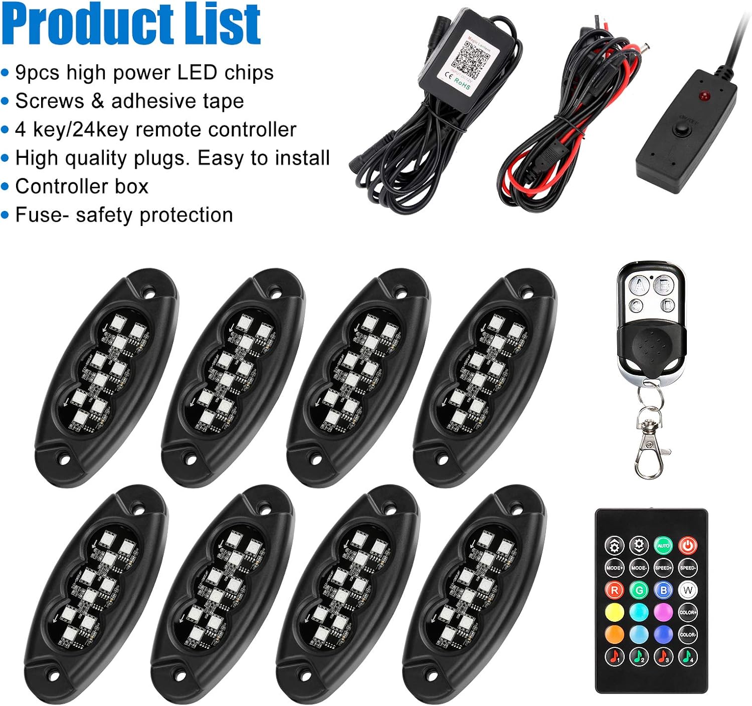 Car Underglow Lights Exterior, LED Underbody Light Kit, 6 PCS Car Underglow Lights Music Sync DIY Mode, Glow Light Kits for Car SUV Ttruck