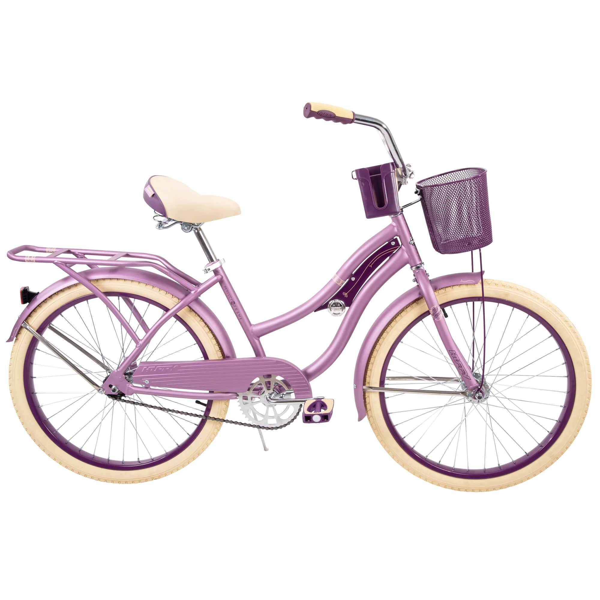 Huffy 24" Nel Lusso Girls' Cruiser Bike, Purple Satin, Age 12+ Years