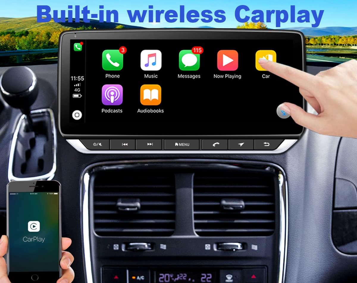 Radio for Dodge Grand Caravan Android Stereo 2008-2020 IPS 10.25inch Touch Screen 4G RAM 64G ROM Build in Wireless carplay 4G LTE Free Camera
