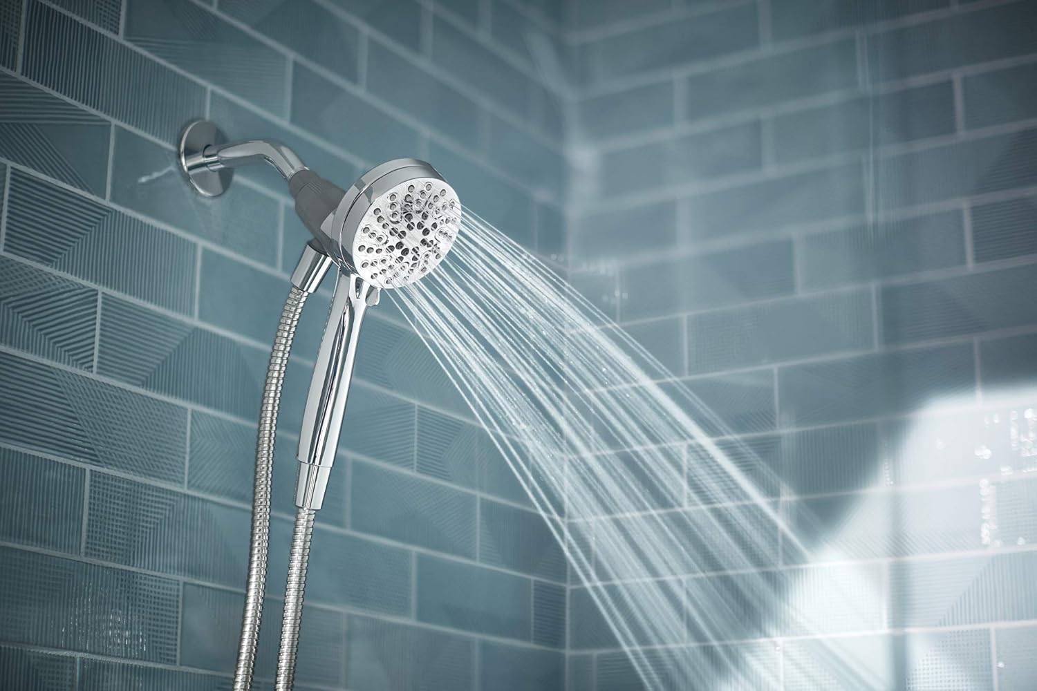 Moen 26009 Engage Magnetix 2.5 GPM Handheld/Rain Shower Head, Chrome & 26100EP Engage Magnetix 3.5-Inch Six-Function Handheld Showerhead with Eco-Performance Magnetic Docking System, Chrome