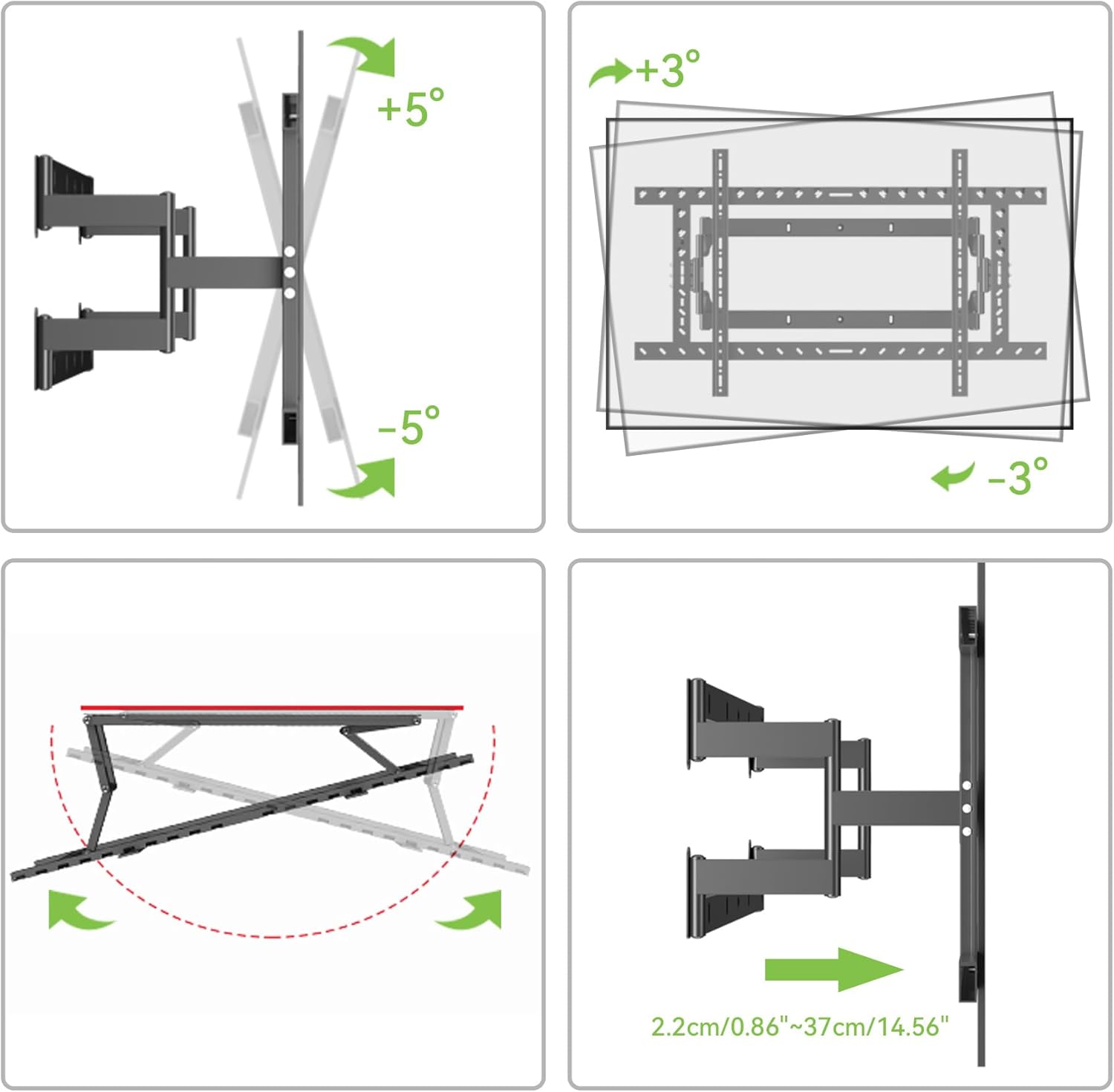98 Heavy Duty 55 to 120 inch Extra Large Screen TV Articulating Ultrathin Wall Mount for LCD Flat and Curved Screens, Extended Arm Swivel Mount, Max VESA 1000x600mm, Up to 176.4lbs DY1020L