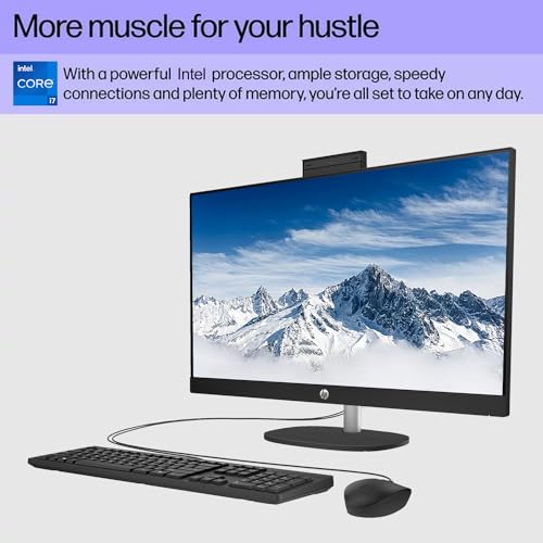 HP Newest 27" Touchscreen All-in-One, 27" FHD Display, Intel Core i7-1355U, 16GB RAM, 1TB SSD, IR Camera, Wired Keyboard & Mouse, HDMI, RJ45, Wi-Fi 6, Windows 11 Home, Black