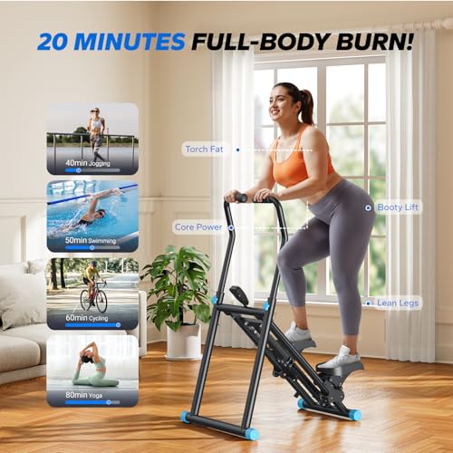 MERACH Stair Stepper for Home Gym Exercise, New Version Vertical Climber Machine for Full-Body Workout, Compact Folding Cardio Exercise Climber with Extended Step Range, Adjustable Handlebar & Pedals