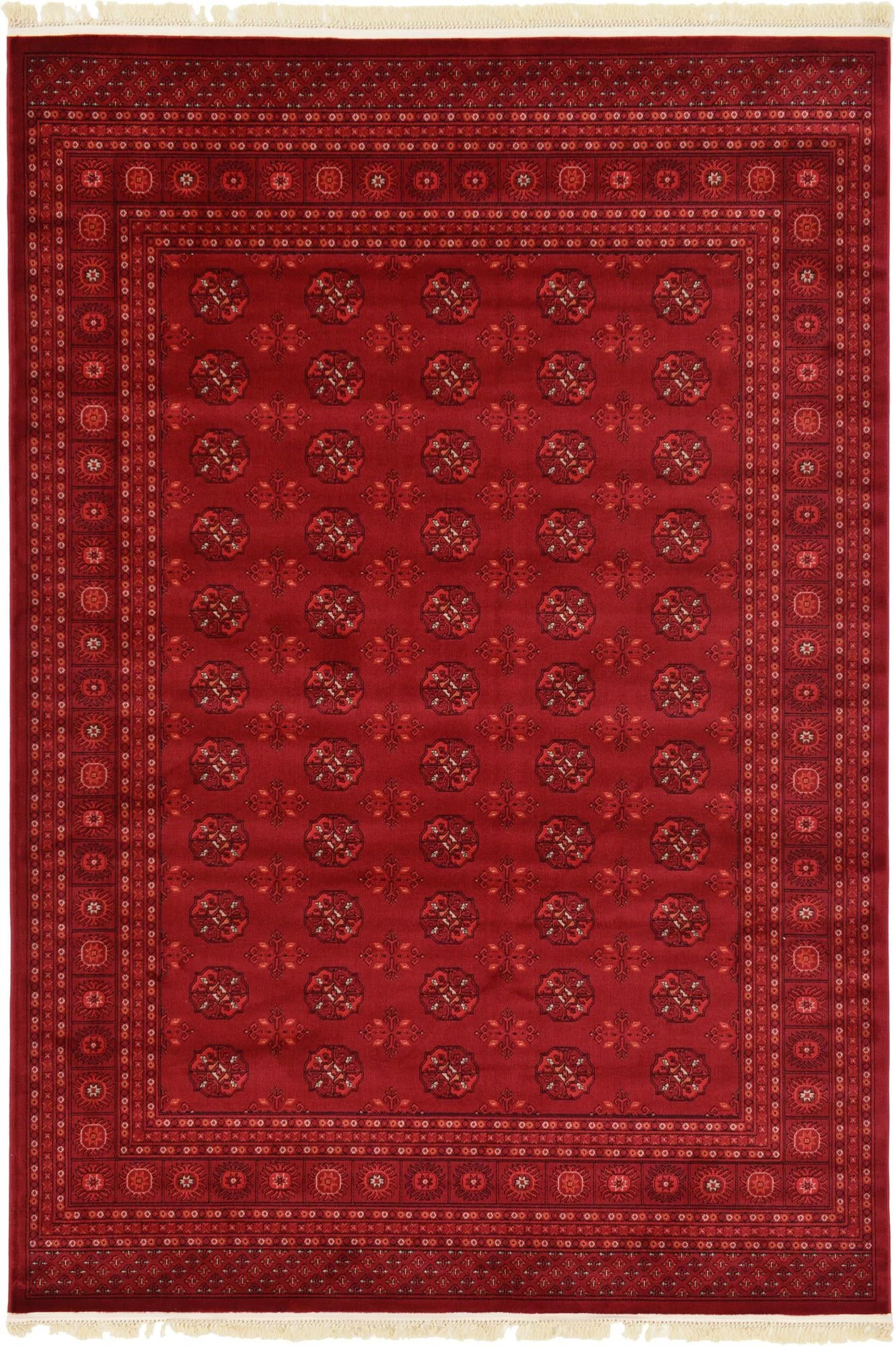Rugs.com Bokhara Collection Rug – 7' x 10' Red Low Rug Perfect For Bedrooms, Dining Rooms, Living Rooms