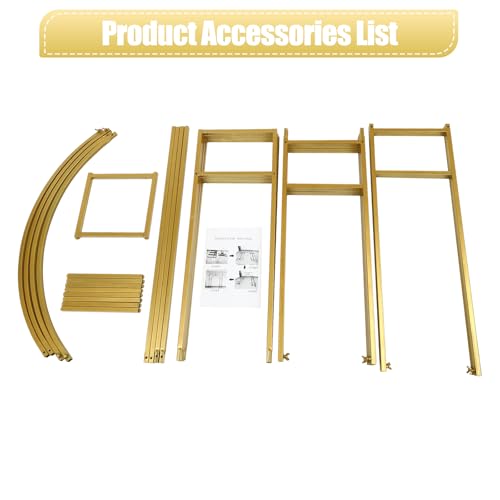 Wedding Arch Backdrop Stand, Wedding Arches for Ceremony Square Metal Balloon Arch Stand Garden Arbor Frame for Wedding Birthday Party Baby Shower Photo Booth Background Decoration (Gold)
